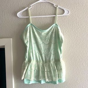 Mint green lace tank top
